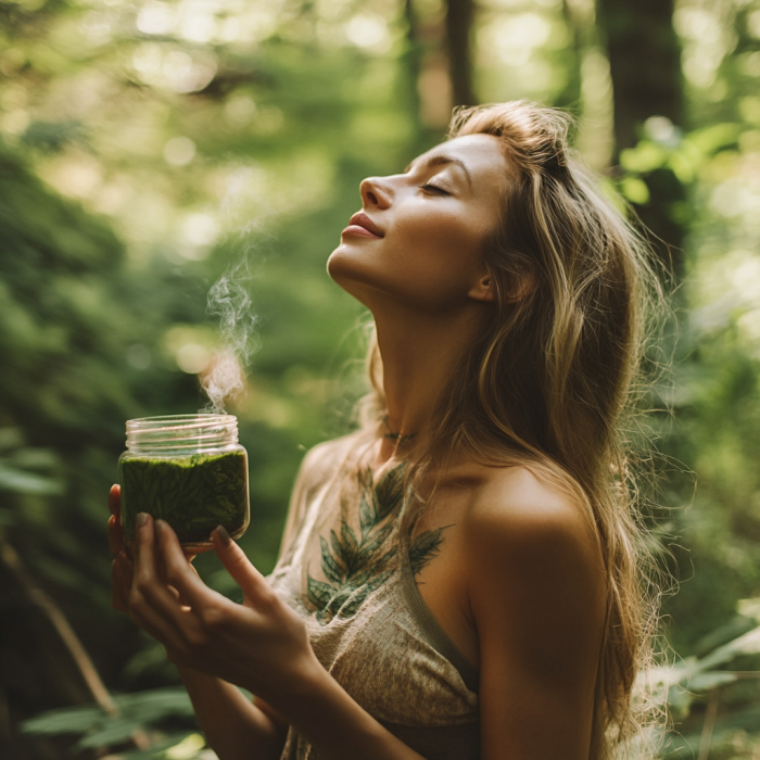 Woman enjoying kratom