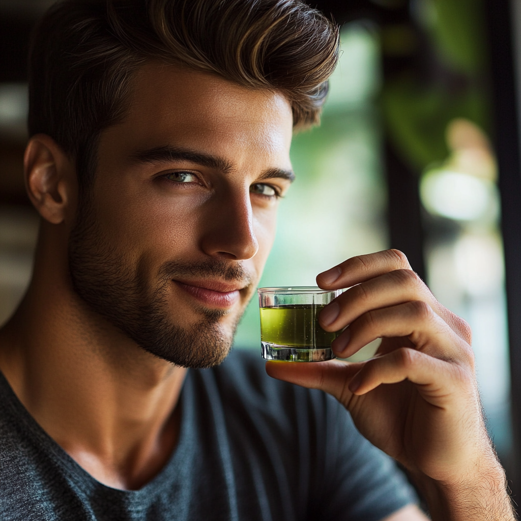 A Man Drinking a Kratom shot